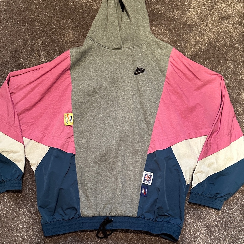 Nike Women’s Colorblock Hoodie Windbreaker - Pink, Gray, and Blue